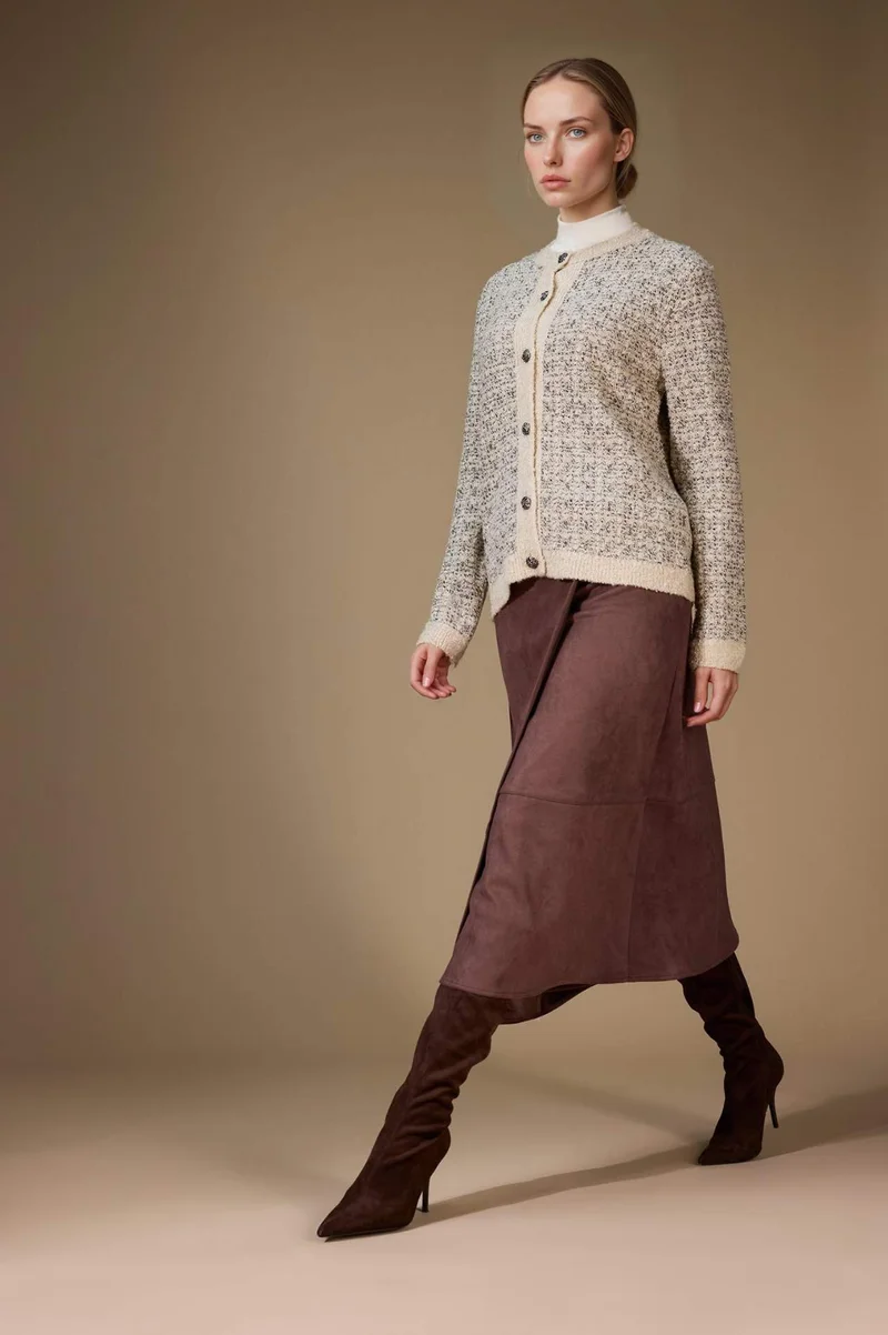 ديفاكتو Regular Fit Crew Neck Knit Cardigan