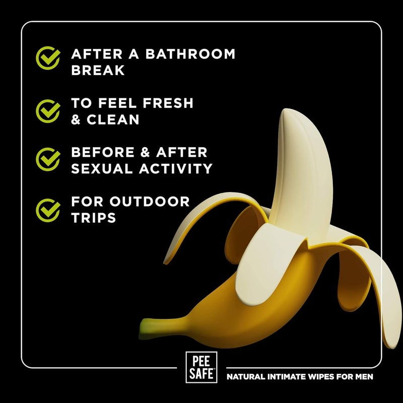 PEESAFE مناديل بي سيف الحميمة للرجال، قابلة للتحلل البيولوجي، متوازنة الحموضة - 40 مناديل (عبوة من 4) | 100% مناديل صحية قابلة للتحلل البيولوجي | تمنع التهيج في المناطق الحميمة - Image 4