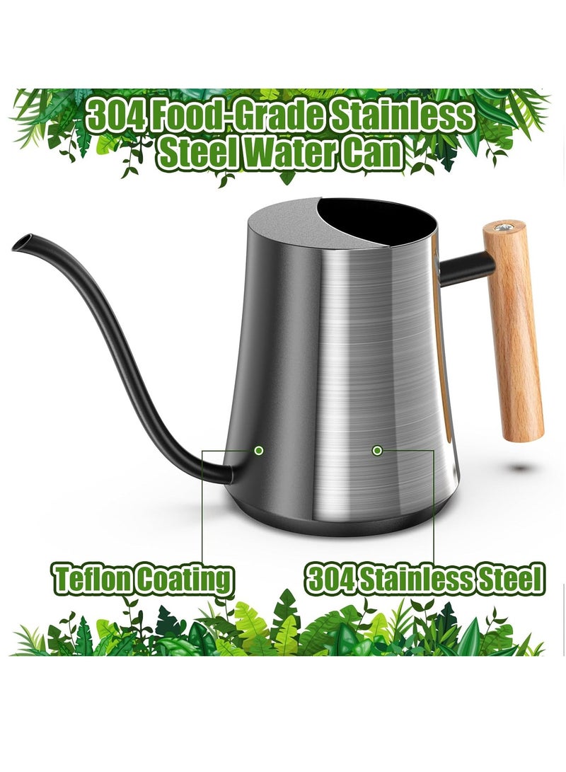 Hihonor Water Can Indoor Plant Black 35oz with Long Spout Mini Water Can Indoor Metal Watering Can Pot for Indoor House Plant Bonsai Outdoor Garden Flowers Modern Decorative  - Image 2