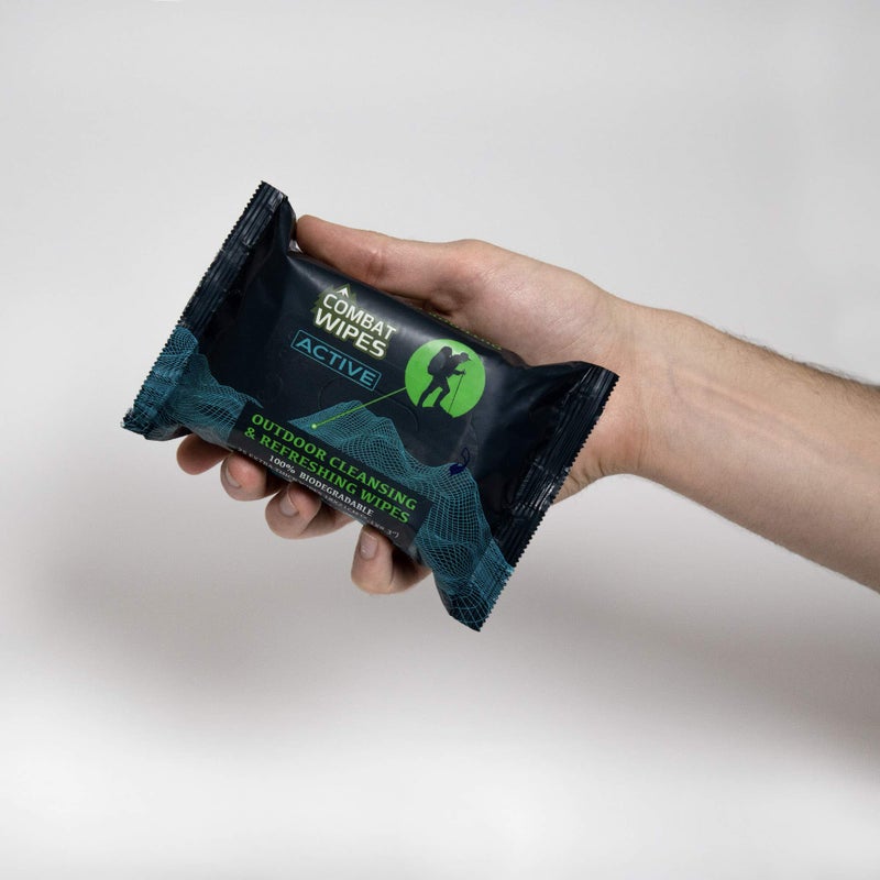 Combat Wipes ACTIVE Outdoor Wet Wipes - Extra Thick Camping Gear, Biodegradable, Body & Hand Cleansing/Refreshing Cloths for Backpacking & Gym w/Natural Aloe & Vitamin E (25 Wipes) - Image 3