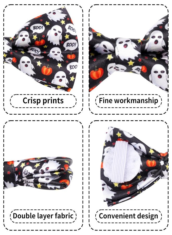 PET SHOW 50 Pack Halloween Small Dog Bow Ties Bulk Sliding Collar Attachments Puppy Cats Pumpkin Ghost Bowties for Medium Dogs Bowknots Holiday Party Pet Grooming Accessories, S/M - Image 3