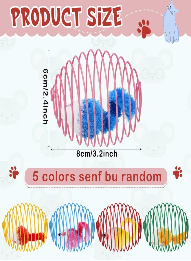 Jecery 5 Pcs Halloween Cat Spring Balls Toys Stretchable Rolling Balls Colorful Playful Coils Interactive Spring Action Toy Caged Rats for Kitten Cat Pet Supplies(Mouse,Bright Color,5 Pcs) - Image 2