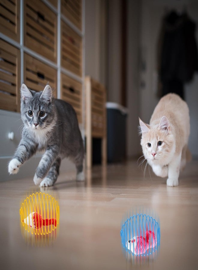 Jecery 5 Pcs Halloween Cat Spring Balls Toys Stretchable Rolling Balls Colorful Playful Coils Interactive Spring Action Toy Caged Rats for Kitten Cat Pet Supplies(Mouse,Bright Color,5 Pcs) - Image 5