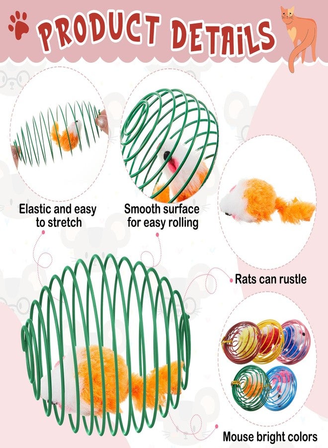 Jecery 5 Pcs Halloween Cat Spring Balls Toys Stretchable Rolling Balls Colorful Playful Coils Interactive Spring Action Toy Caged Rats for Kitten Cat Pet Supplies(Mouse,Bright Color,5 Pcs) - Image 3