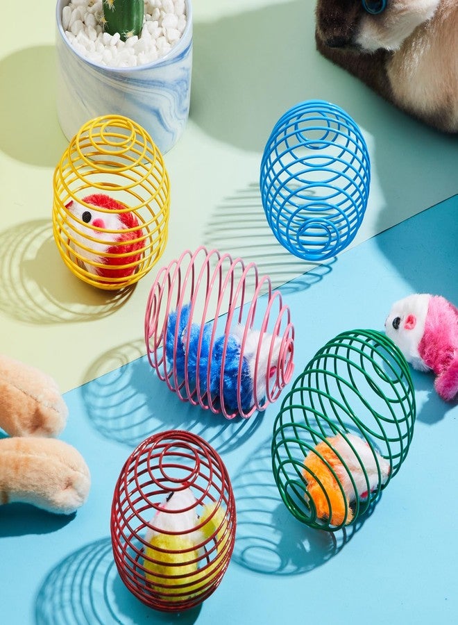 Jecery 5 Pcs Halloween Cat Spring Balls Toys Stretchable Rolling Balls Colorful Playful Coils Interactive Spring Action Toy Caged Rats for Kitten Cat Pet Supplies(Mouse,Bright Color,5 Pcs) - Image 4