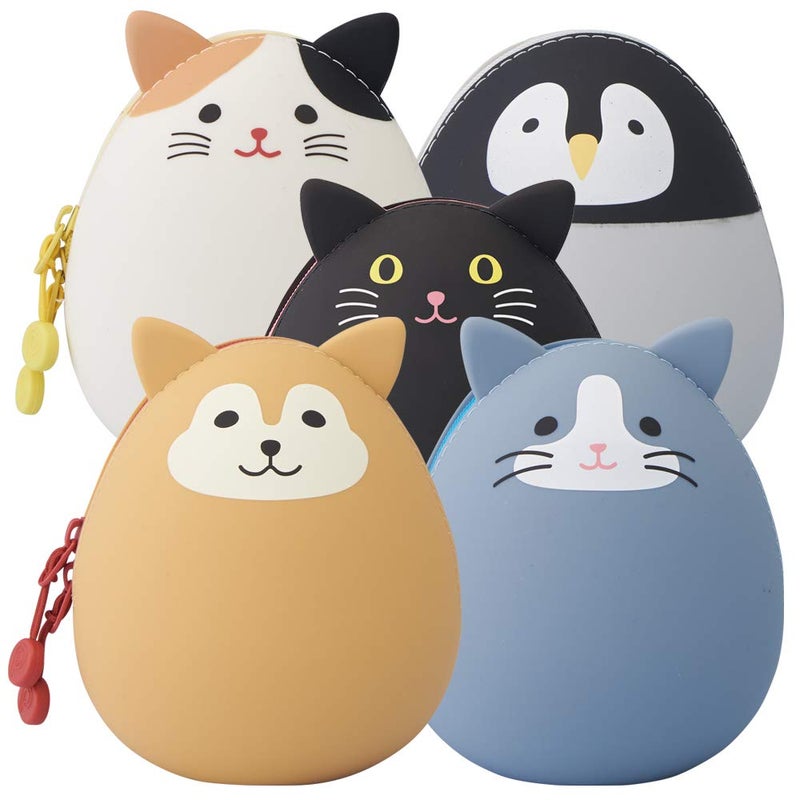 LIHIT LAB PuniLabo Zipper Pouch, Egg-Shaped, Calico Cat (A7782-7), Medium: 2.2 Ãƒâ€” 2.4 inches - Image 5