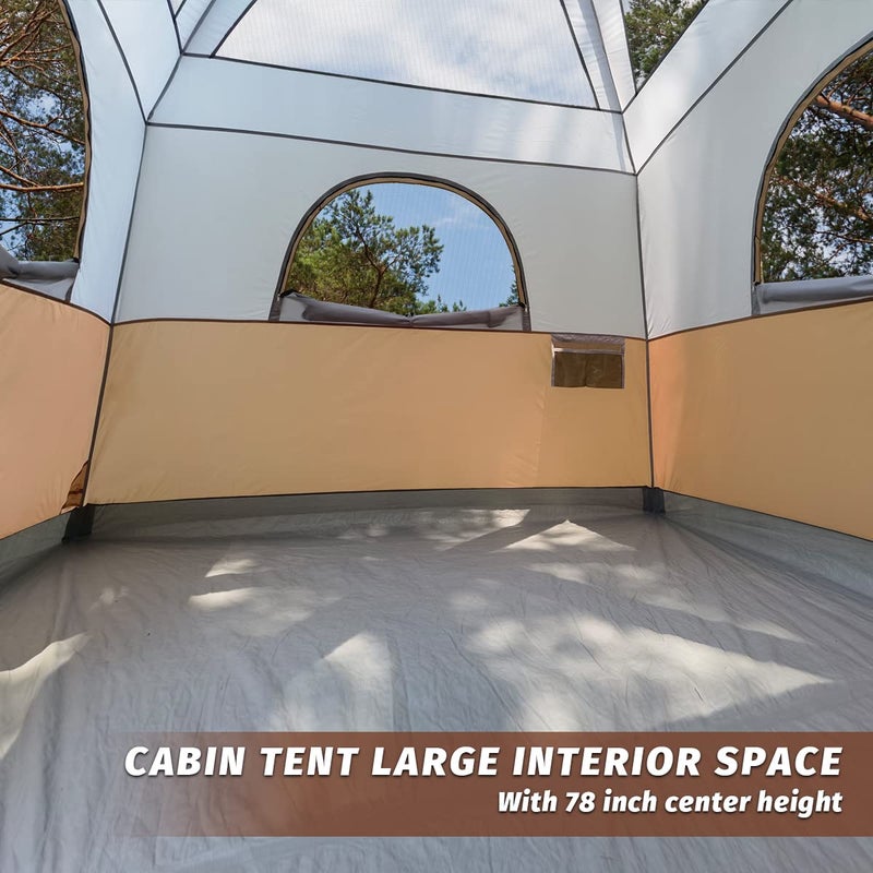 UNP 6 Person Tent for Camping, Easy Setup Cabin Tent Waterproof Windproof Family Camping Tent 1 Mesh Door & 5 Large Mesh Windows 10'X9'X78in(H) - Image 4
