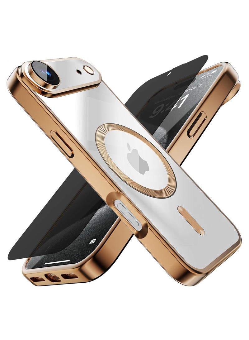 جراب iPhone 17 Air متوافق مع غطاء MagSafe المقاوم للصدمات مع زجاج مقوى للخصوصية لهاتف iPhone 17 Air، غطاء حماية كامل لعدسة الكاميرا لهاتف iPhone 17 Air مقاس 6.5 بوصة - Image 1