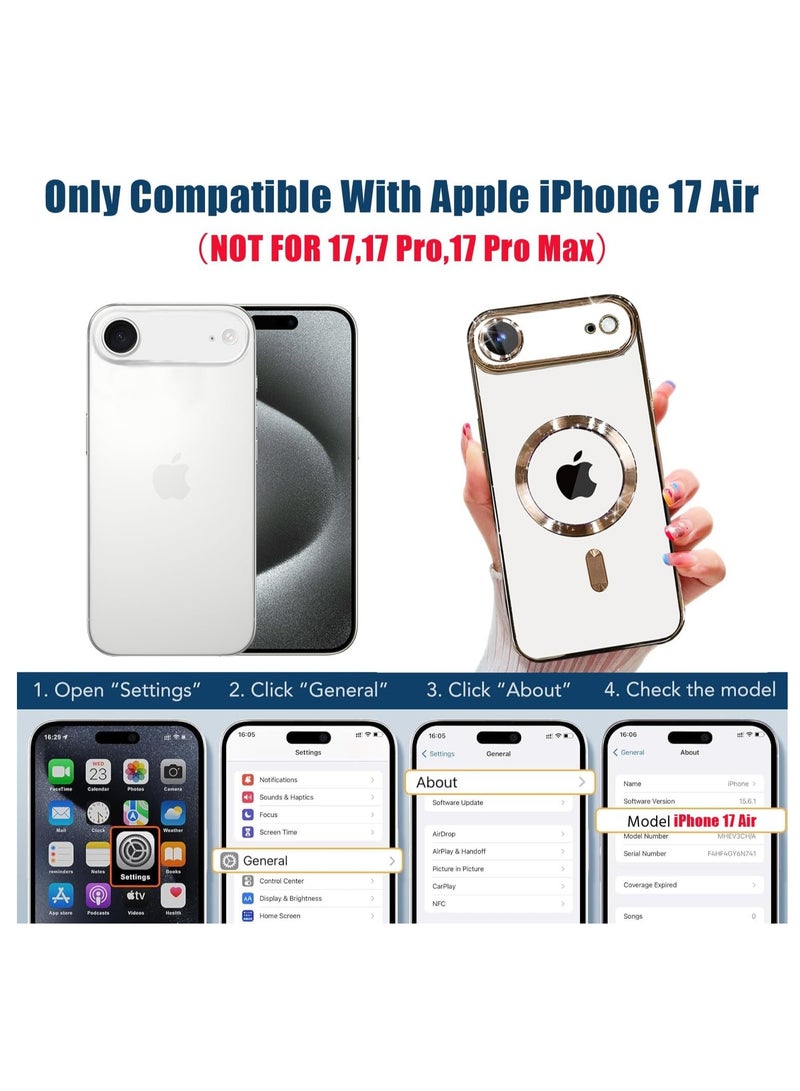 جراب iPhone 17 Air متوافق مع غطاء MagSafe المقاوم للصدمات مع زجاج مقوى للخصوصية لهاتف iPhone 17 Air، غطاء حماية كامل لعدسة الكاميرا لهاتف iPhone 17 Air مقاس 6.5 بوصة - Image 2