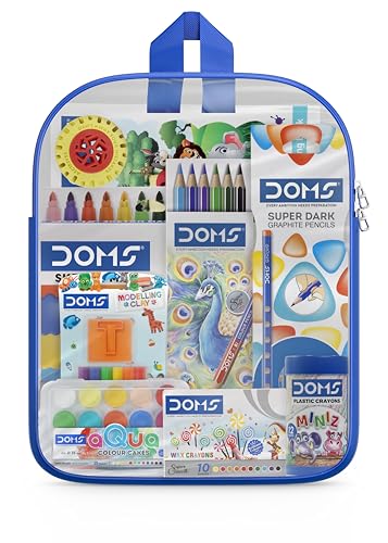 DOMS Junior Art Kit | Comes with a Transparent Zipper Bag | Perfect Value Pack | Kit for School Essentials | Gifting Range for Kids | Combination of 8 Stationery Items - Image 1