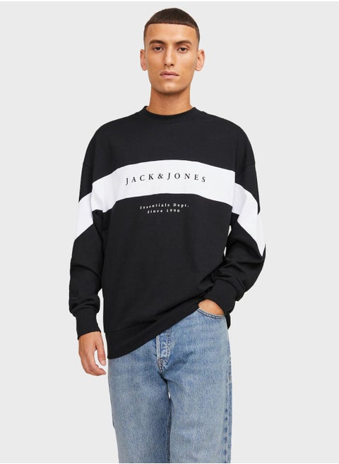 Color Block Crew Neck  Sweatshirt