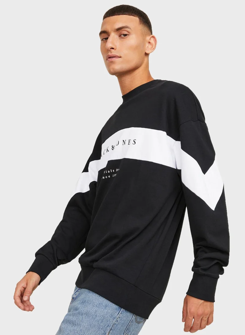 JACK & JONES Color Block Crew Neck  Sweatshirt