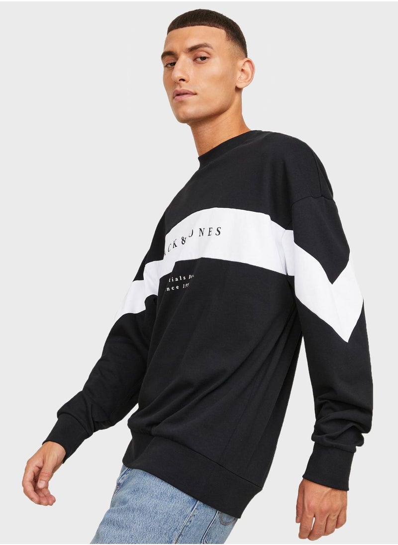 JACK & JONES - Color Block Crew Neck  Sweatshirt - Image 1