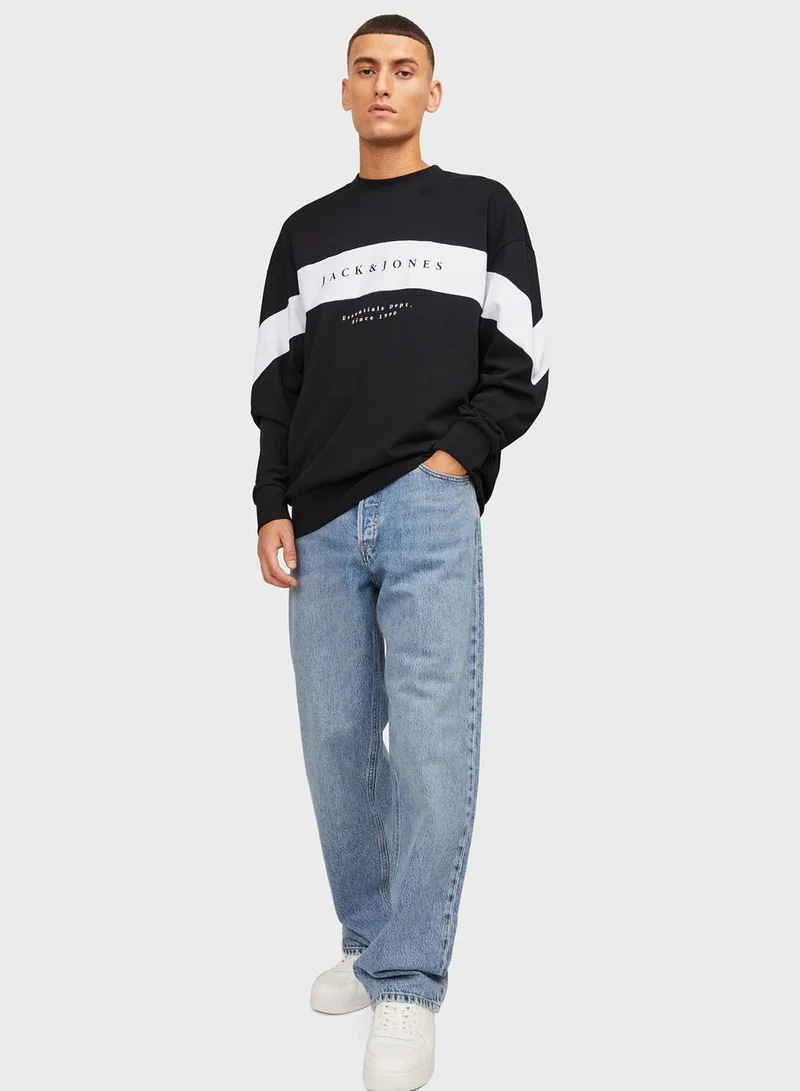 JACK & JONES Color Block Crew Neck  Sweatshirt