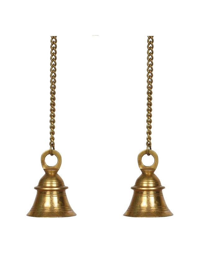 Kartique Brass Hanging Bell, Traditional Temple Bell with Chain, 20 Inch Length, Golden Color, Spiritual and Harmonic Decor for Home and Worship - Image 1