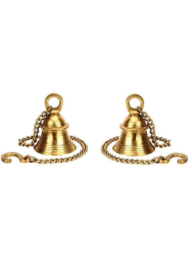 Kartique Brass Hanging Bell, Traditional Temple Bell with Chain, 20 Inch Length, Golden Color, Spiritual and Harmonic Decor for Home and Worship - Image 2
