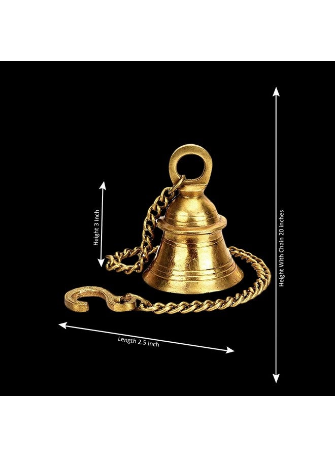 Kartique Brass Hanging Bell, Traditional Temple Bell with Chain, 20 Inch Length, Golden Color, Spiritual and Harmonic Decor for Home and Worship - Image 5