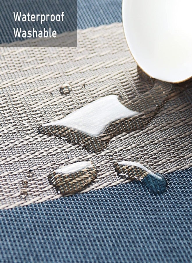 daiDokoro مفرش طاولة مستطيل الشكل من الفينيل PVC المنسوج بشكل متقاطع من داي دوكورو، مانع للانزلاق، عازل للحرارة والماء، مقاوم للبقع، قابل للغسل، مناسب لطاولة الطعام والمطبخ - (أزرق داكن، طقم من 4 قطع) - Image 3