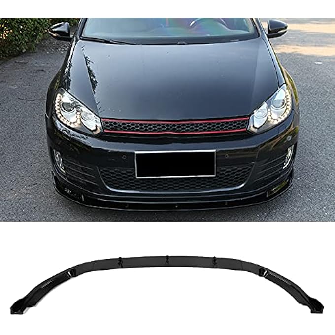 Brilluxa شفاط شفة المصد الأمامي، موزع الذقن، سبويلر أمامي ديناميكي متوافق مع VW Golf MK6 GTD 20092013، 3 أقسام مقاومة للأشعة فوق البنفسجية باللون الأسود اللامع - Image 3