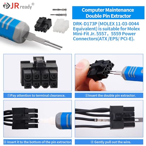 JRready ST5253-04 Molex Pin Extractor Kit Mini-Fit Jr. Extraction Molex Micro-Fit 3.0 Terminal Release Tool 3P 4P PC Fan Connector Electrical Pin Removal Tool - Image 2