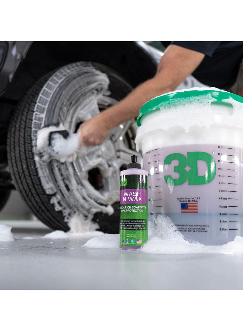 3D Wash N Wax Car Shampoo 946ml 32oz Thick Rich Foam Soap with Wax Protection pH Balanced, Easy Rinse, High Gloss Finish for Exterior Car Wash Safe for All Vehicle Surfaces - 201 - Image 4