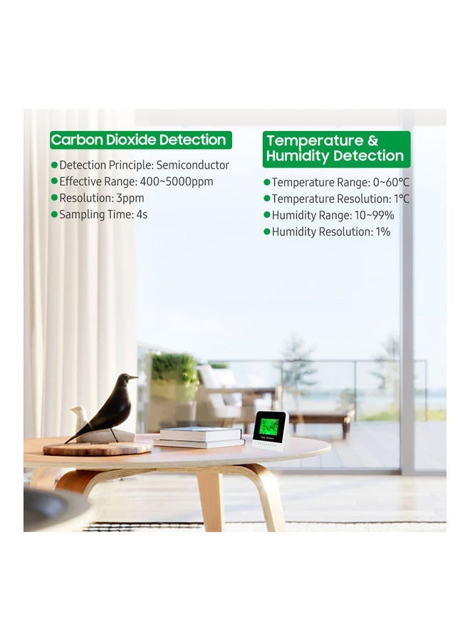 NIBEMINENT CO2 Monitor Digital Tester Black/White 11x6x11cm - Image 3