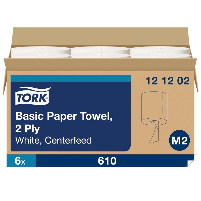 Tork مناديل ورقية مركزية من تورك بيضاء M2 عالية الامتصاص 6 × 610 ورقة 121202 - Image 2