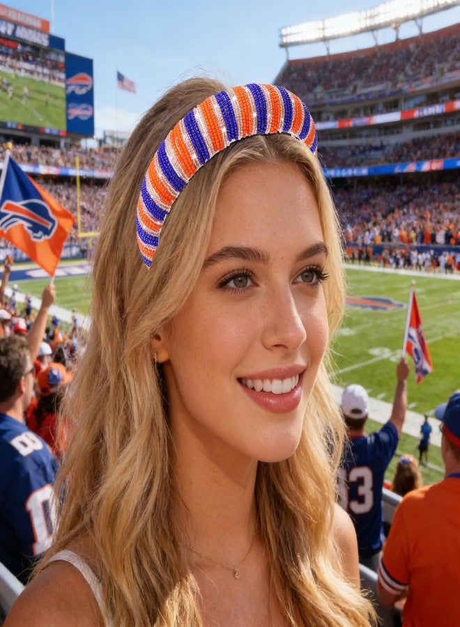 MOLOCH Game Day Headband for Women Red Black Orange Blue Beaded Rhinestone Padded Headbands Football Team Headband Game Day Sports Hair Accessories Football Mom Gifts - Image 3