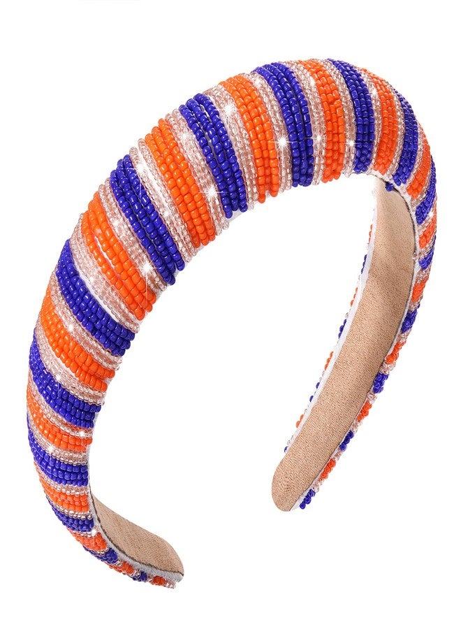 MOLOCH Game Day Headband for Women Red Black Orange Blue Beaded Rhinestone Padded Headbands Football Team Headband Game Day Sports Hair Accessories Football Mom Gifts - Image 1