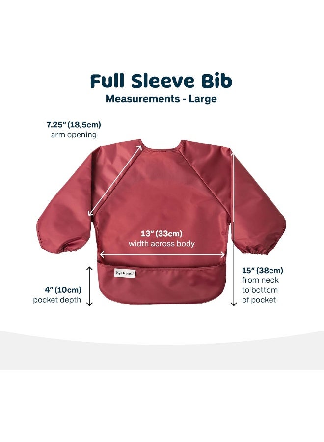 Tiny Twinkle Long Sleeve Bib for Babies & Toddlers - 2 Pack Waterproof Smock Bibs for Eating - Machine Washable & Mess-Proof, Baby Feeding Essential & Shower Must-Have (Rose Burgundy,6-24M) - Image 5