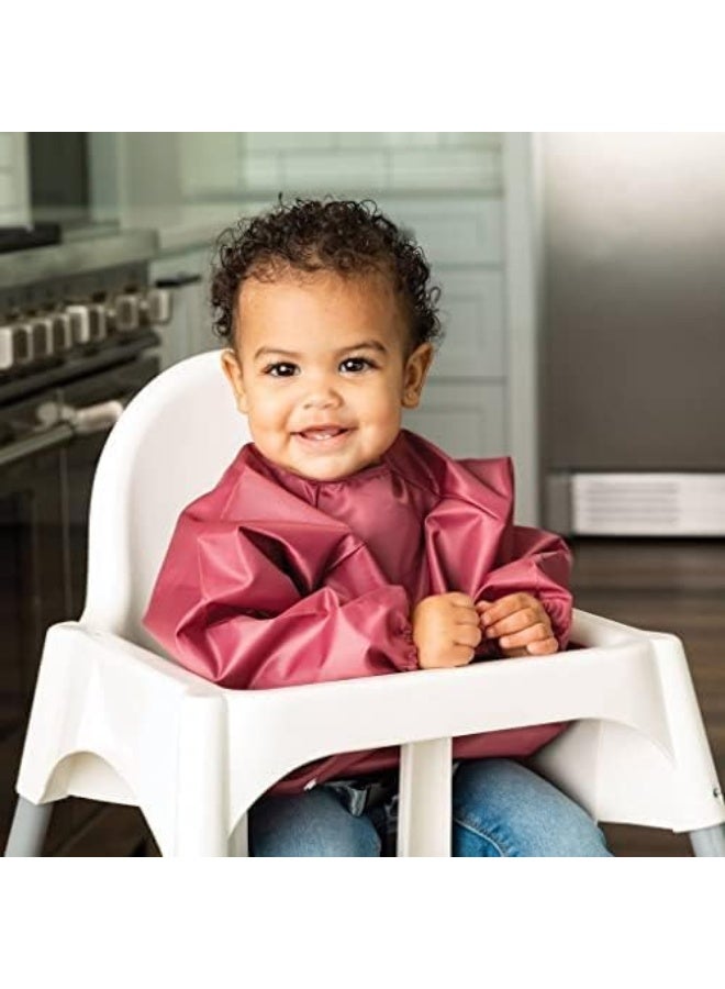 Tiny Twinkle Long Sleeve Bib for Babies & Toddlers - 2 Pack Waterproof Smock Bibs for Eating - Machine Washable & Mess-Proof, Baby Feeding Essential & Shower Must-Have (Rose Burgundy,6-24M) - Image 4