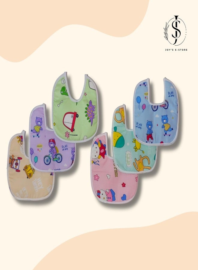 JOY'S E-STORE Assorted Baby Bibs for 0?24 Months ? Set of 6 Soft Cotton Waterproof Feeding Bibs for Newborns, Infants & Toddlers ? Reusable, Washable & Absorbent ? Multicolor Designs - 1006 Combo P5 - Image 5