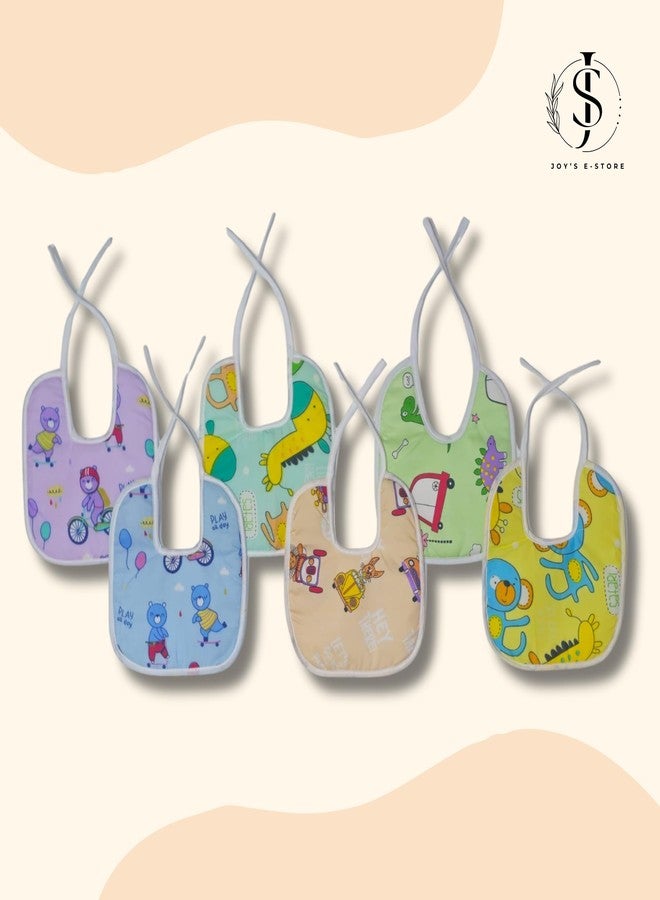 JOY'S E-STORE Assorted Baby Bibs for 0?24 Months ? Set of 6 Soft Cotton Waterproof Feeding Bibs for Newborns, Infants & Toddlers ? Reusable, Washable & Absorbent ? Multicolor Designs - 1006 Combo P5 - Image 2