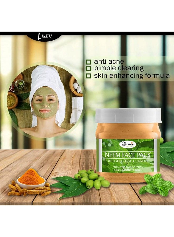 LUSTER Neem Facial Kit; Reduces Pimples; Neem Facial Scrub; Neem Massage Cream; Neem Massage Gel; Neem Face Pack; Neem Facial Kit For Women & Men; No Paraben & Sulfate 500 Ml (Pack Of 4). - Image 5