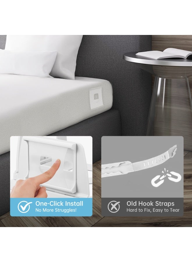 Pepisk Sheet Holders 4 Pack -Open Corner Fitted Bedsheet Holders with Clips Lock, Heavy Duty Bed Sheet Holders for Corners, Lock Sheets Tight, No-Slip Fitted Sheet Holder for King, Queen, Twin Mattress, Easy Setup, Indispensable Bed Accessories (Transparent Card) - Image 4