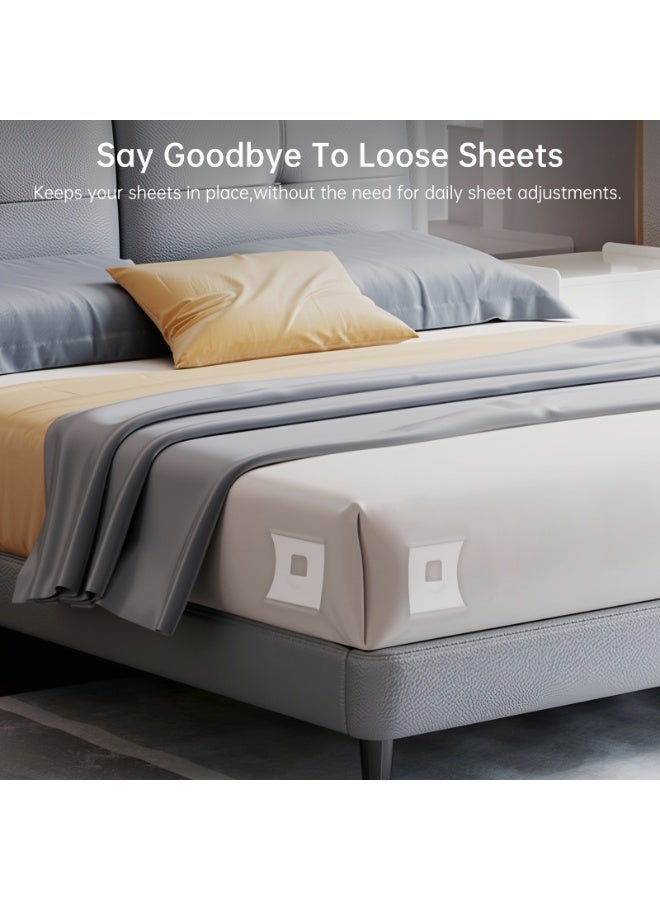 Pepisk Sheet Holders 4 Pack -Open Corner Fitted Bedsheet Holders with Clips Lock, Heavy Duty Bed Sheet Holders for Corners, Lock Sheets Tight, No-Slip Fitted Sheet Holder for King, Queen, Twin Mattress, Easy Setup, Indispensable Bed Accessories (Transparent Card) - Image 5