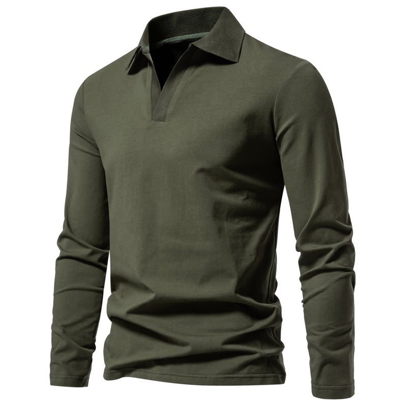 retro 2023 Autumn New style V-neck lapel long sleeve T-shirt bottoming shirt 1812-yt237 P45 - Image 1