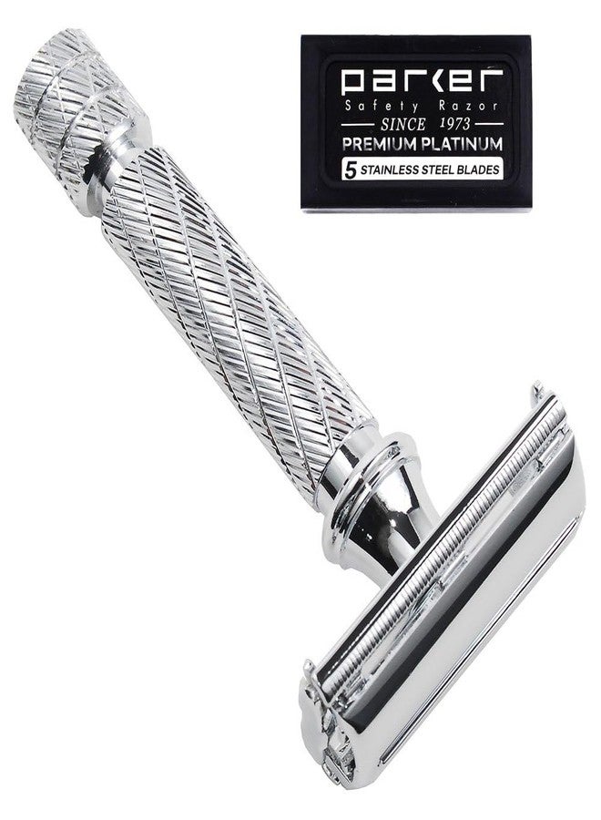 Parker Safety Razor Parker 87R Compact Butterfly Safety Razor - Short Handle Twist-to-Open Brass Frame with Textured Grip for Precision Wet Shaving - Image 1