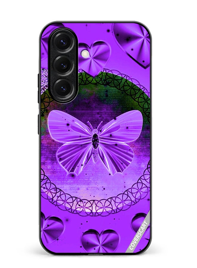 COVERSCART Protective Case Cover For Samsung Galaxy A56 Purple Hearts And Butterfly Design Multicolour