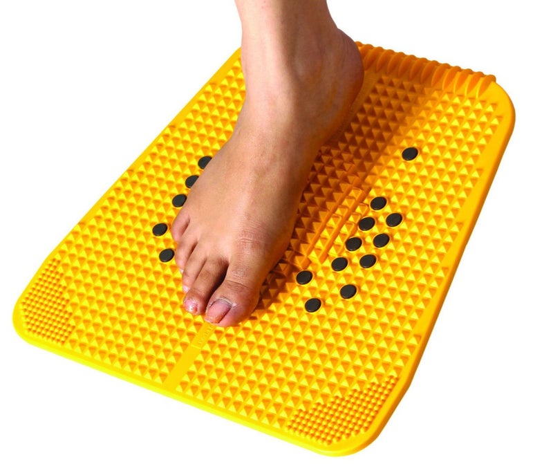 ACi Acupressure Reflexology Magnetic Pyramidal Therapy Power Pain Relief Energy Foot Health Mat Set Of 1 + Sujok Rings Set Of 5 L X W X H – 30 X 30 X 7 Cm Yellow Mat - Image 2