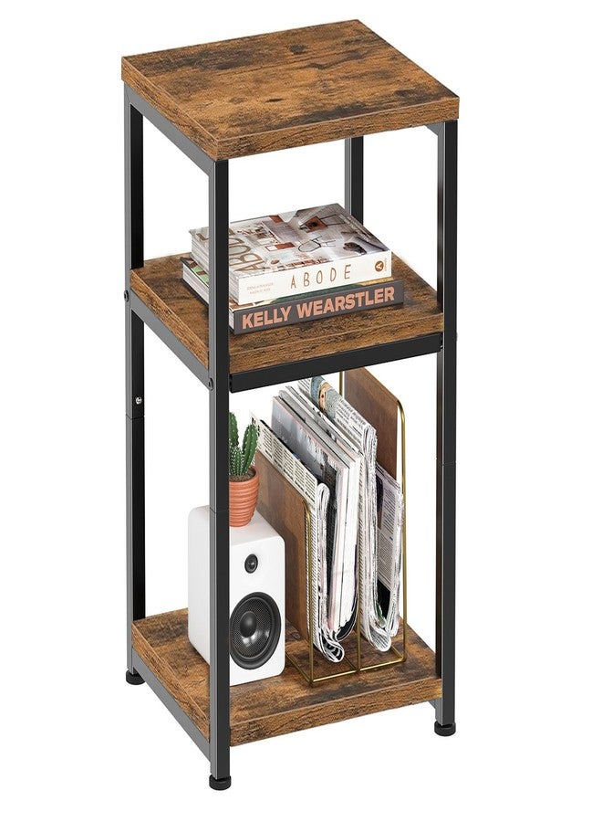 Simple Trending Side Table, End Table Night Stand, 3 Tiers Shelf for Living Room, Rustic Brown - Image 1
