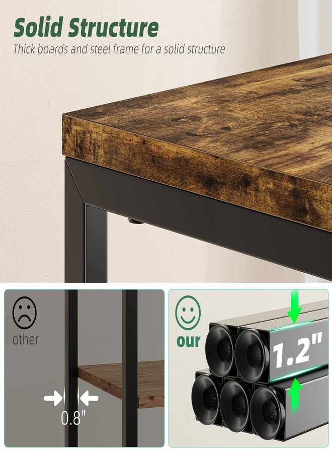 Simple Trending Side Table, End Table Night Stand, 3 Tiers Shelf for Living Room, Rustic Brown - Image 5
