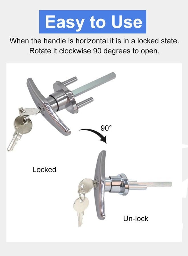 Quality Life Garage Door Lock T-Handle Locks Latch Replacement Parts with 4 Keys, Mounting Hardware Included, Fit 1-3/8" to 2" Thick Doors, T-Handles Locking Set for Garage Door - 1pack - Image 4