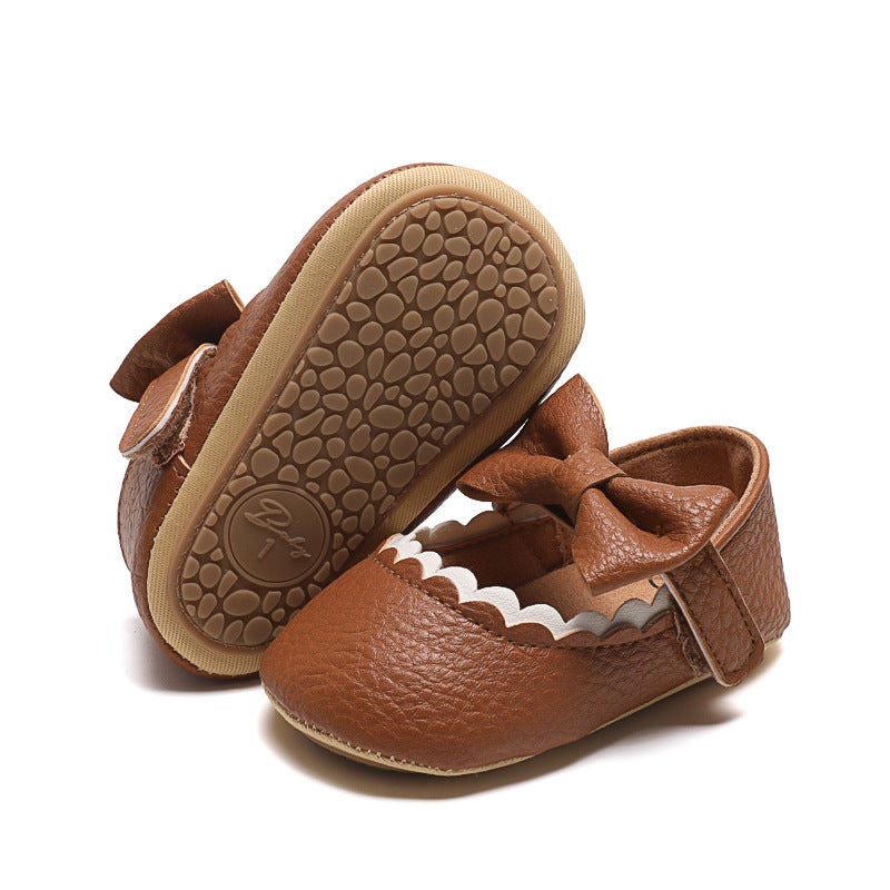 2022 Trendy Baby Shoes with Bowknot Brown 