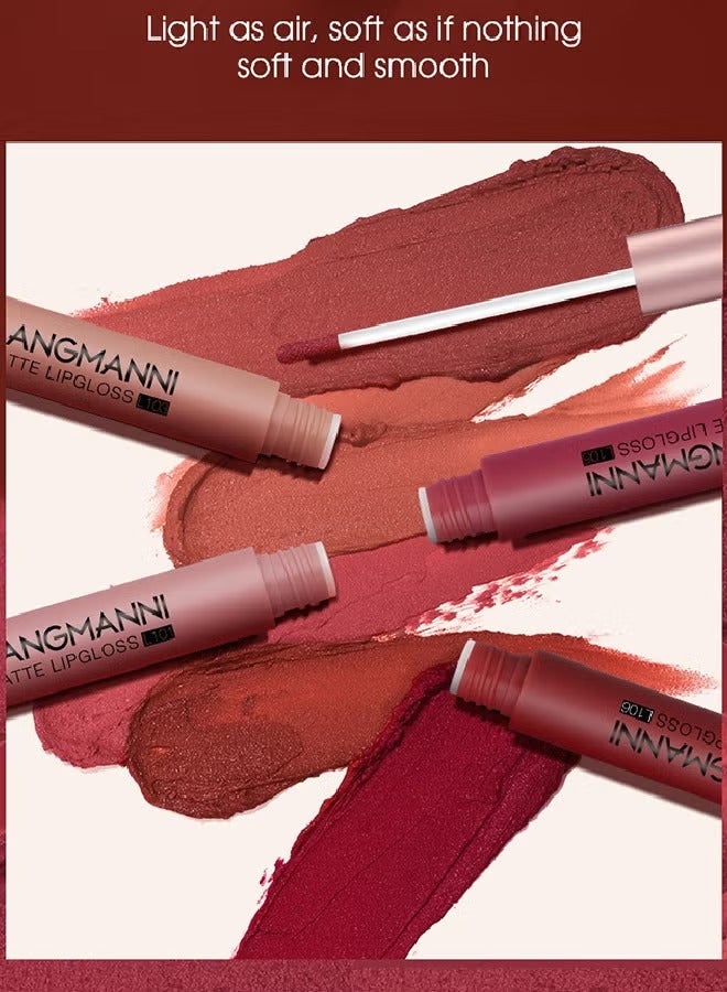 LANGMANNI Matte Velvet 6 Colors Nude Lipstick Set Liquid Lipstick Velvet Lip Gloss Lip Stain Long Lasting Waterproof Nude Pink Lipstick Set for Women Lip Makeup Kits - Image 3