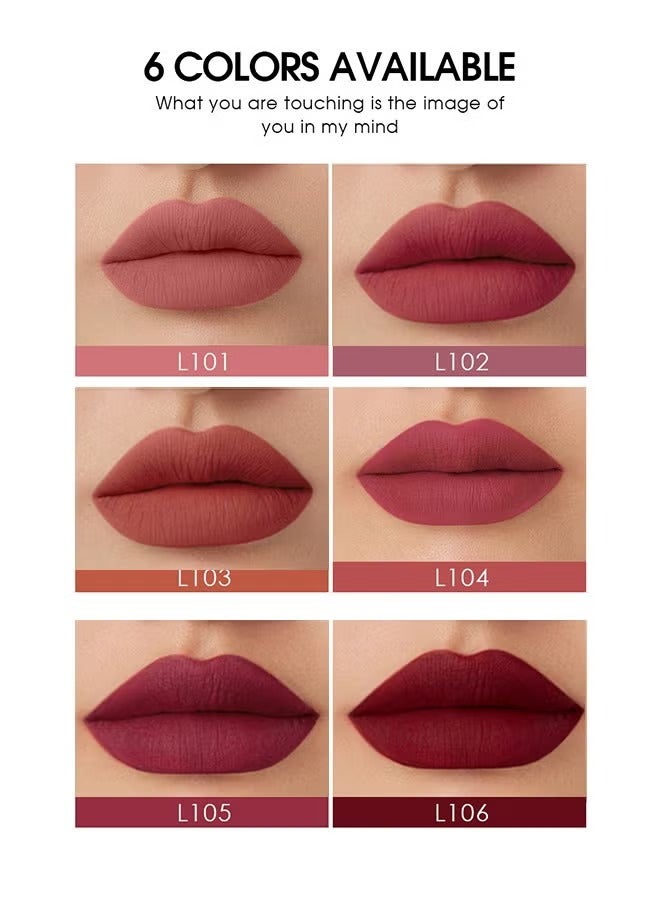 LANGMANNI Matte Velvet 6 Colors Nude Lipstick Set Liquid Lipstick Velvet Lip Gloss Lip Stain Long Lasting Waterproof Nude Pink Lipstick Set for Women Lip Makeup Kits - Image 4