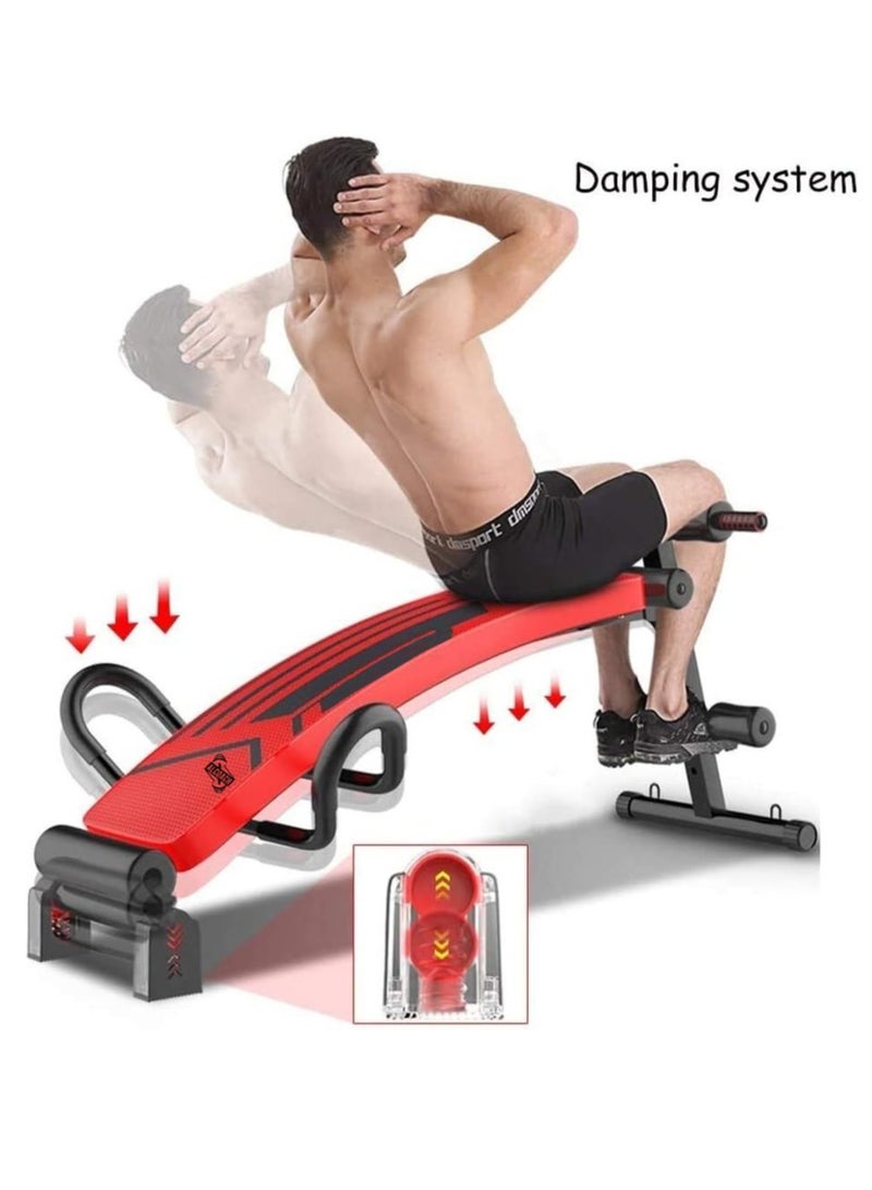 ALCOACH Fitness Curved Sit-Up Bench With Leg Support, Multi-functional Gym Equipment, Abs & Abdominal Workout Exercises and Decline Full Body Workout with Training Resistance Ropes (RED) - Image 2