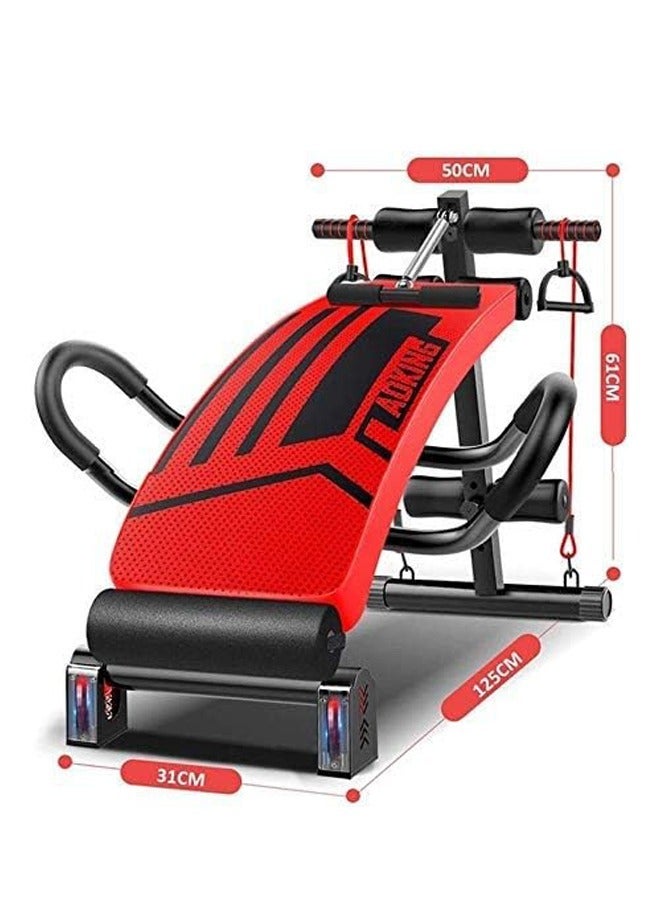ALCOACH Fitness Curved Sit-Up Bench With Leg Support, Multi-functional Gym Equipment, Abs & Abdominal Workout Exercises and Decline Full Body Workout with Training Resistance Ropes (RED) - Image 5