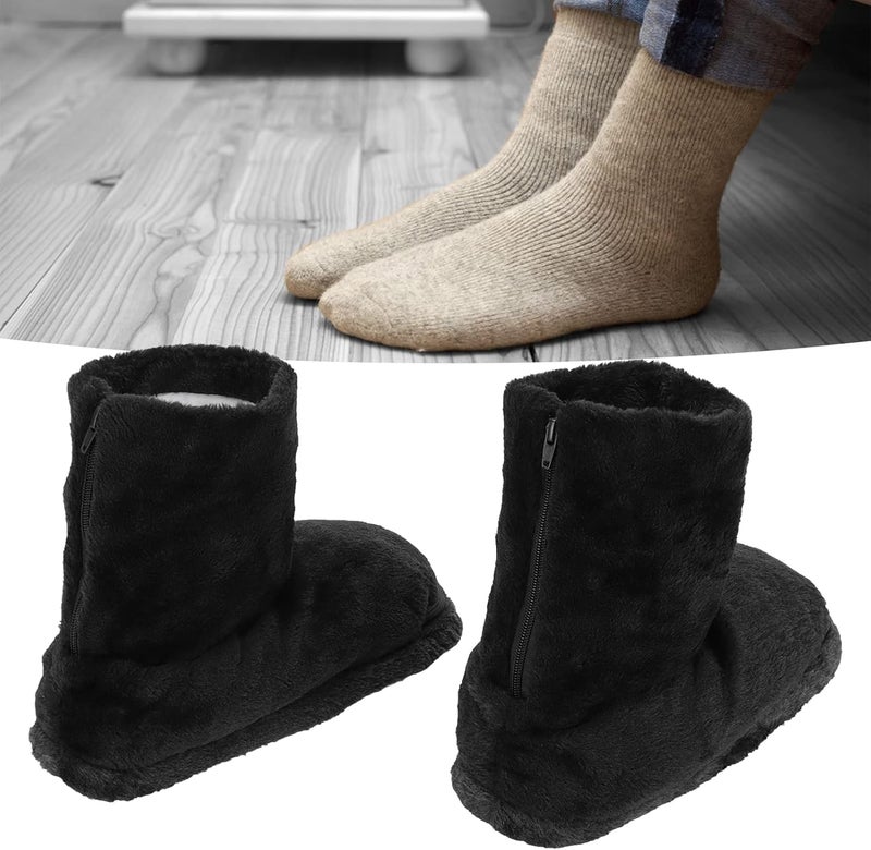 klarako Electric Heating Shoes,USB Heating Slippers Plush Soft Inside Slip Resistance Warm Heated Shoes Keep Warm Washable Heating Shoes Car 3646 (Black) - Image 3