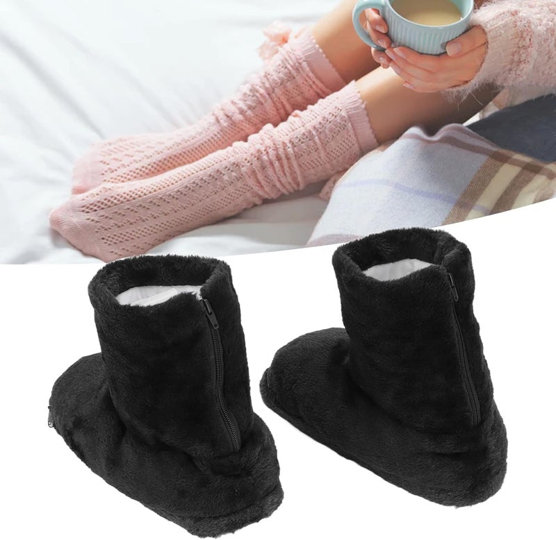 klarako Electric Heating Shoes,USB Heating Slippers Plush Soft Inside Slip Resistance Warm Heated Shoes Keep Warm Washable Heating Shoes Car 3646 (Black) - Image 4